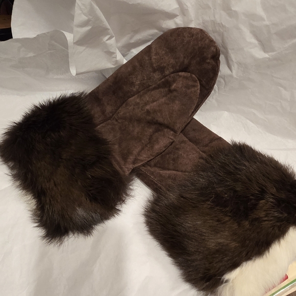 Accessories - Brown Fur-lined Mittens